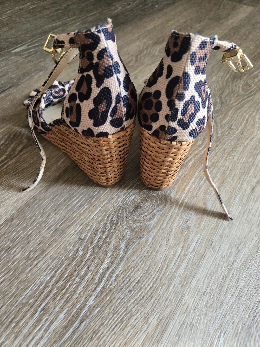 Jessica Simpson Leopard-Print Ankle-Strap Wedge Sandals - Tan & Black